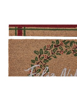 Felpudo DKD Home Decor Blanco Marrón Rojo Verde PVC Fibra de coco 60 x 40 x 1,5 cm (2 Unidades)