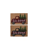 Doormat DKD Home Decor White Brown Red Green PVC Coconut Fibre 60 x 40 x 1,5 cm (2 Units)