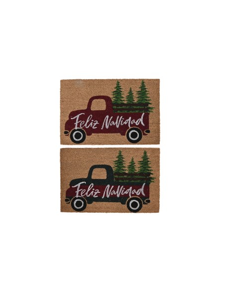 Doormat DKD Home Decor White Brown Red Green PVC Coconut Fibre 60 x 40 x 1,5 cm (2 Units)