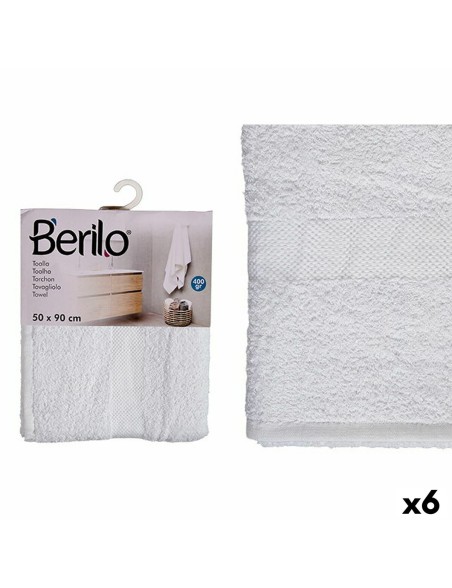 Bath towel Berilo 89677 White 80 % cotton 20 % Polyester 50 x 90 cm (6 Units)