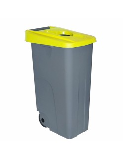 Cubo de Basura con Ruedas Denox 85 L Amarillo 58 x 41 x 76 cm