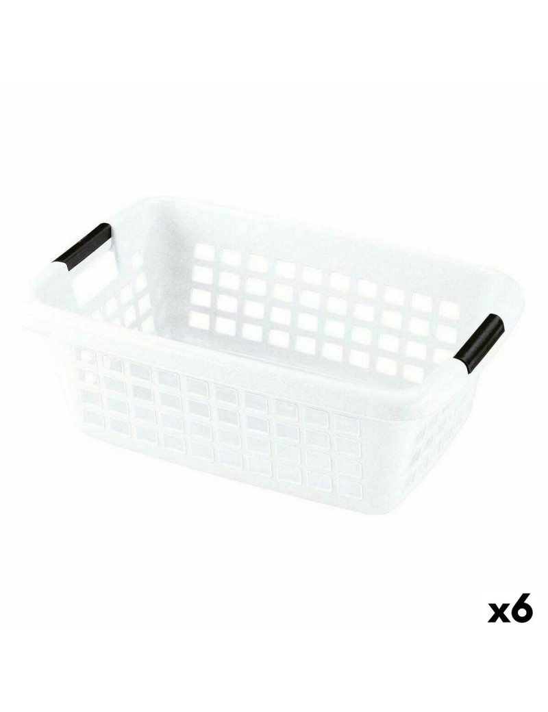 Cesto per i Panni Sporchi Con manici Bianco 50 L (6 Unità)