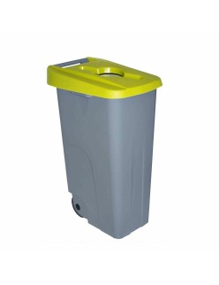 Cubo de Basura con Ruedas Denox 110 L Amarillo 58 x 41 x 89 cm