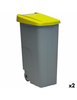Cubo de Basura con Ruedas Denox 110 L Amarillo 58 x 41 x 89 cm