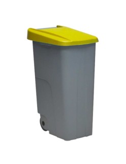 Poubelle à Roulettes Denox 85 L Jaune 58 x 41 x 76 cm