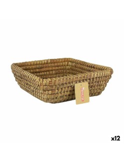 Multi-purpose basket Privilege Korne Brown wicker Squared 27 x 27 x 9 cm (12 Units)
