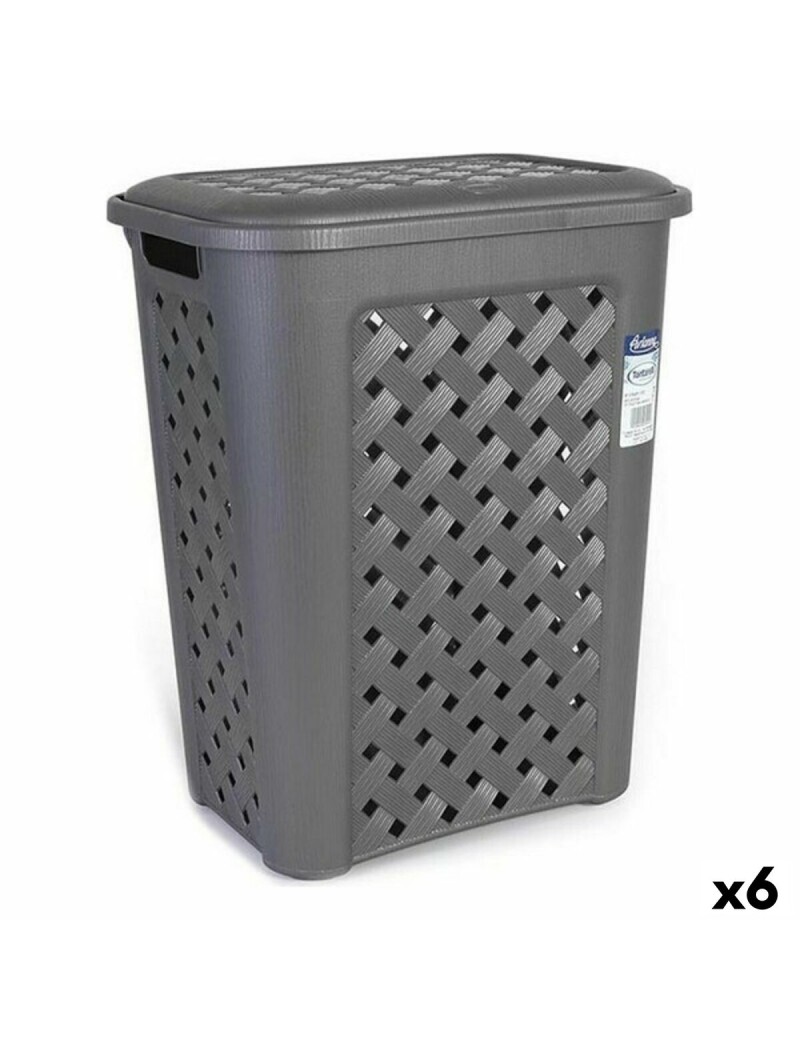 Laundry basket Tontarelli Arianna 30 L Graphite 37,5 x 27,5 x 47 cm (6 Units)