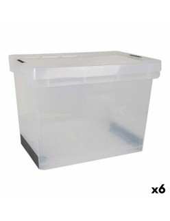 Storage Box with Lid Evolution Transparent 39 x 29 x 20,5 cm (6 Units) (39 x 29 x 20,5 cm)