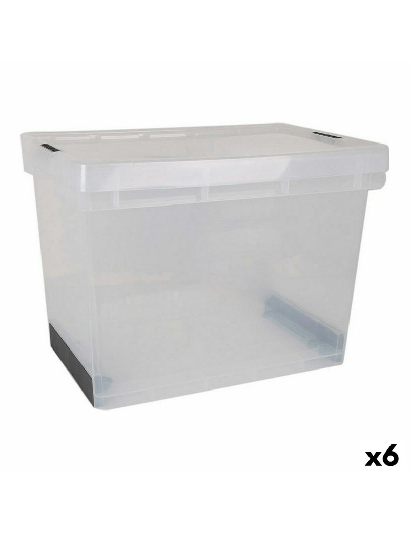 Storage Box with Lid Evolution Transparent 39 x 29 x 20,5 cm (6 Units) (39 x 29 x 20,5 cm)