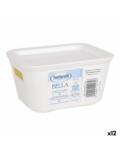 Storage Box with Lid Bella Anthracite 13,9 x 11,4 x 7,2 cm (12 Units) (14 x 11 x 7 cm)