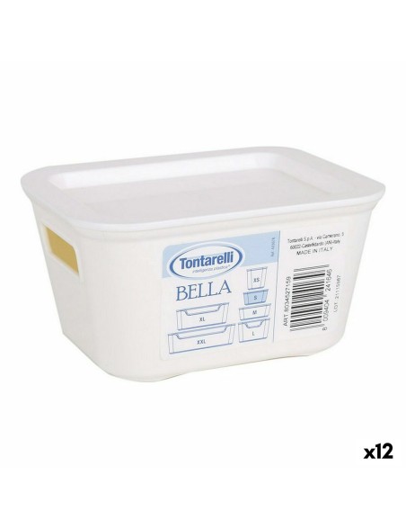 Storage Box with Lid Bella White 13,9 x 11,4 x 7,2 cm (12 Units) (14 x 11 x 7 cm)