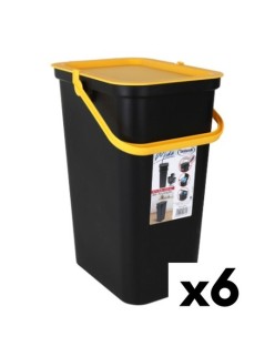 Poubelle recyclage Tontarelli Moda Jaune Noir 24 L (6 Unités)