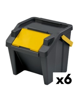 Poubelle recyclage Tontarelli Moda Jaune Empilable 28 L (6 Unités)