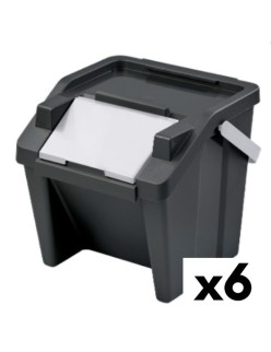 Poubelle recyclage Tontarelli Moda Blanc Noir Empilable 28 L (6 Unités)