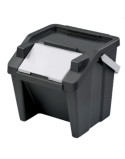 Caixote de Lixo para Reciclagem Tontarelli Moda Branco Preto Empilhável 28 L (6 Unidades)
