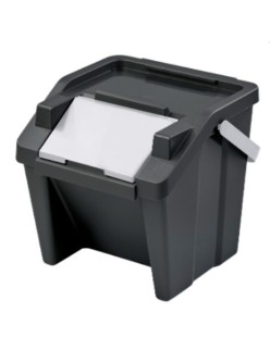 Caixote de Lixo para Reciclagem Tontarelli Moda Branco Preto Empilhável 28 L (6 Unidades)
