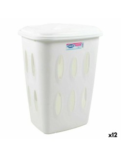 Panier à linge Tontarelli Laundry Avec couvercle 45 L Blanc 41 x 33,2 x 54,5 cm (12 Unités)