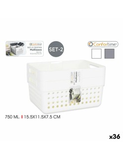 Panier Multi-usages Confortime 144943 15,5 x 11,5 x 7,5 cm (2 Pièces) (36 Unités) (15,5 x 11,5 x 7,5 cm)