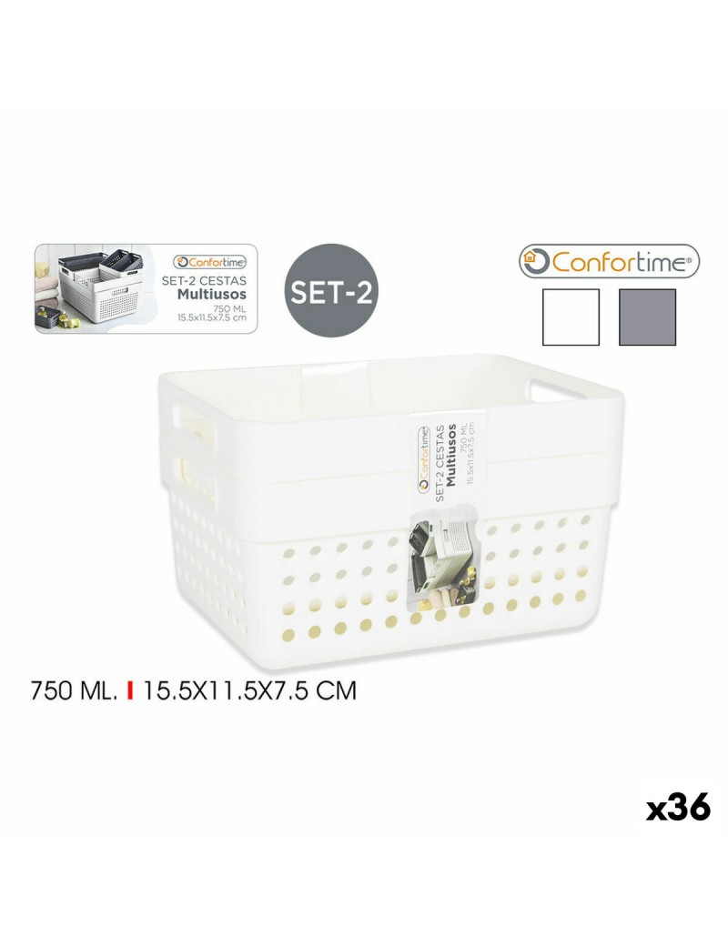 Panier Multi-usages Confortime 144943 15,5 x 11,5 x 7,5 cm (2 Pièces) (36 Unités) (15,5 x 11,5 x 7,5 cm)