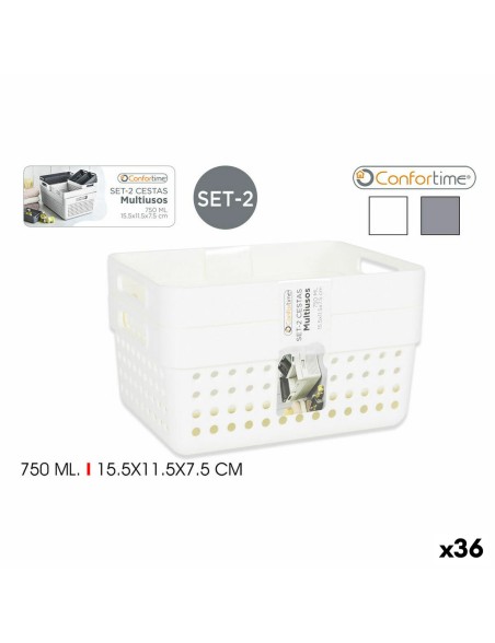 Multi-purpose basket Confortime 144943 15,5 x 11,5 x 7,5 cm (2 Pieces) (36 Units) (15,5 x 11,5 x 7,5 cm)