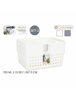 Panier Multi-usages Confortime 144943 15,5 x 11,5 x 7,5 cm (2 Pièces) (36 Unités) (15,5 x 11,5 x 7,5 cm)