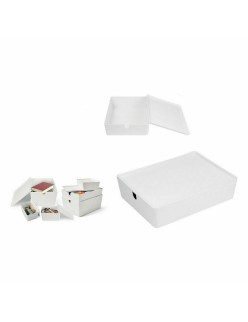 Scatola per Sistemare Impilabile Confortime Con coperchio 35 x 26 x 8,5 cm (8 Unità)