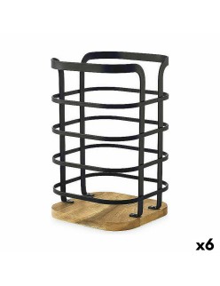 Contenitore per Utensili da Cucina Confortime West Nero Metallo (6 Unità)