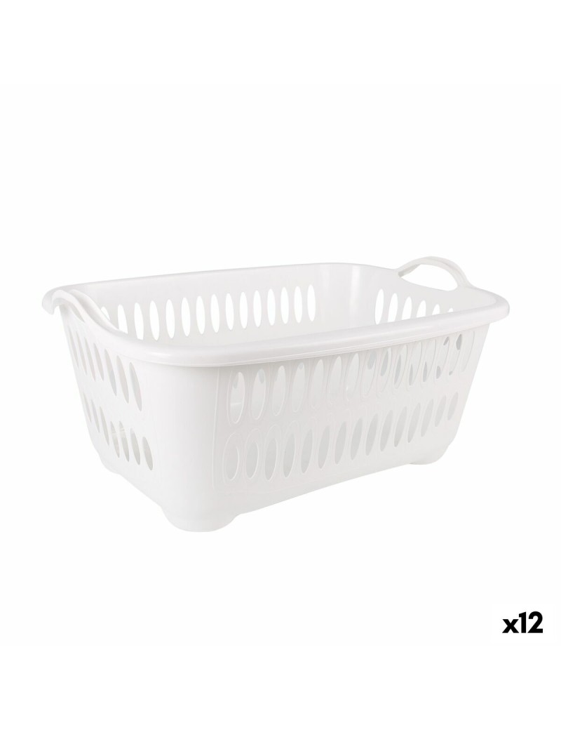 Cesto de Roupa Suja Tontarelli Cover line Com pegas Plástico Branco 62,5 x 44,5 x 27,5 cm (12 Unidades)