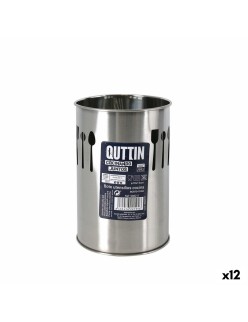Bote para Utensilios de Cocina Quttin Plateado Acero Inoxidable 10 x 15 x 10 cm (12 Unidades)