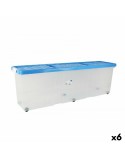 Caja de Almacenaje con Tapa Tontarelli Azul Transparente Plástico 120 x 30 x 39 cm Ruedas (6 Unidades)