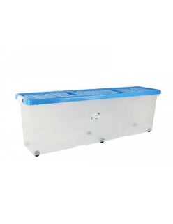 Caja de Almacenaje con Tapa Tontarelli Azul Transparente Plástico 120 x 30 x 39 cm Ruedas (6 Unidades)