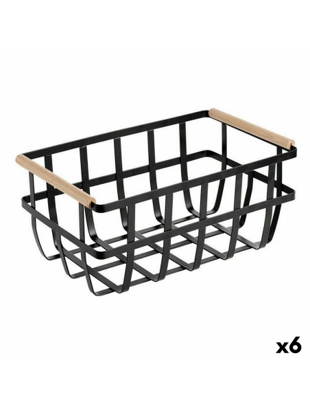 Cesta Multiusos Confortime Negro 36 x 22 x 15,5 cm (6 Unidades)