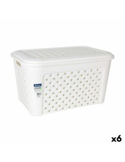 Cesto para la Ropa Tontarelli Arianna Con Tapa Blanco 58 x 39 x 32 cm (6 Unidades)
