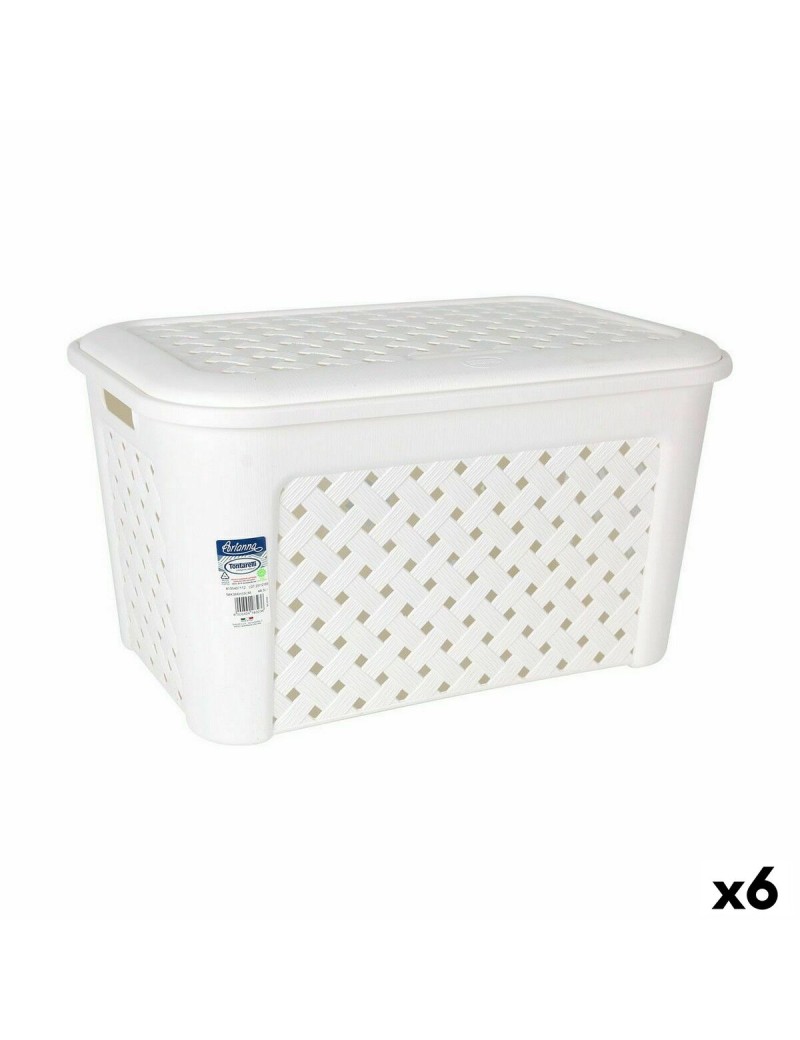 Panier à linge Tontarelli Arianna Avec couvercle Blanc 58 x 39 x 32 cm (6 Unités)