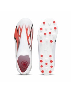 Scarpe da Calcio per Bambini Puma Ultra Match Ll MG Bianco