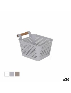 Panier Multi-usages Confortime Plastique Avec des poignées Bois 13 x 11 x 8 cm (36 Unités)