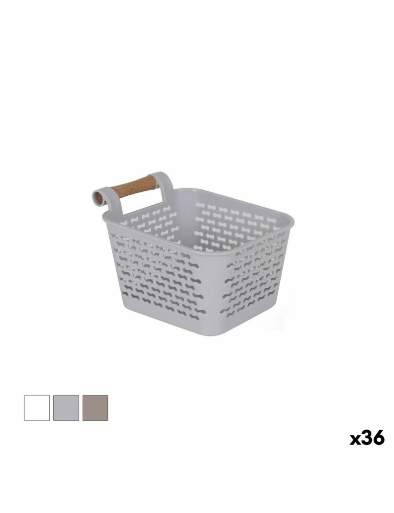 Panier Multi-usages Confortime Plastique Avec des poignées Bois 13 x 11 x 8 cm (36 Unités)