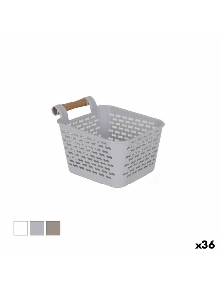 Panier Multi-usages Confortime Plastique Avec des poignées Bois 13 x 11 x 8 cm (36 Unités)