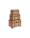 Set of Chests Home ESPRIT Wood Canvas Colonial 61 x 43 x 42,5 cm 60 x 43,5 x 42 cm (3 Units)