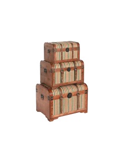 Set of Chests Home ESPRIT Wood Canvas Colonial 61 x 43 x 42,5 cm 60 x 43,5 x 42 cm (3 Units)