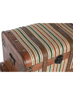 Set di Bauli Home ESPRIT Legno Tela Coloniale 61 x 43 x 42,5 cm 60 x 43,5 x 42 cm (3 Unità)