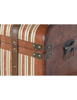 Set di Bauli Home ESPRIT Legno Tela Coloniale 61 x 43 x 42,5 cm 60 x 43,5 x 42 cm (3 Unità)