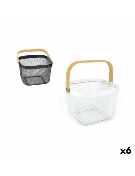 Panier Multi-usages Confortime Métal Bois 25 x 26 x 18 cm (6 Unités)