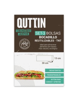 Set de Bolsas Reutilizables para Alimentos Quttin Portabocadillos TNT (Non Woven) 3 Piezas 13 x 30 cm (36 Unidades)