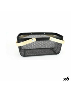 Panier Multi-usages Confortime Métal Bois 40 x 28 x 18 cm (6 Unités)