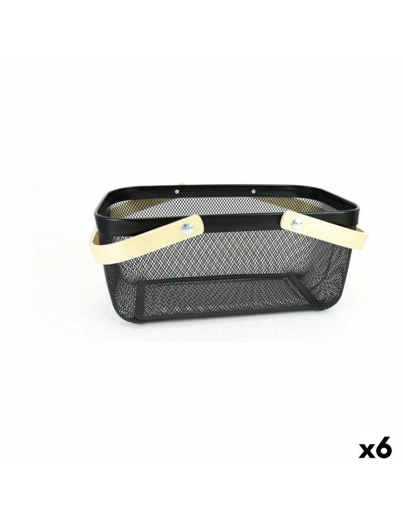 Panier Multi-usages Confortime Métal Bois 40 x 28 x 18 cm (6 Unités)
