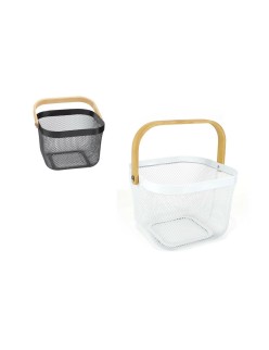 Panier Multi-usages Confortime Métal Bois 25 x 26 x 18 cm (6 Unités)