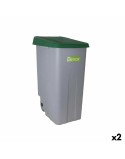 Dustbin with Wheels Denox 110 L Green 58 x 41 x 89 cm (2 Units)