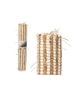 Alfombra Blanco Natural Rayas 60 x 1 x 90 cm (12 Unidades)