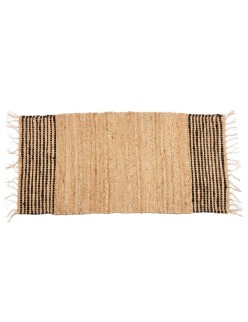 Alfombra Negro Natural Rayas 70 x 1 x 140 cm (8 Unidades)